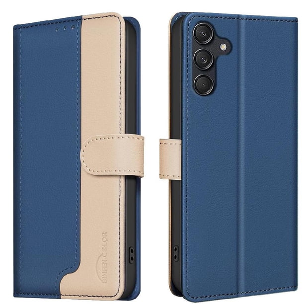 Funda Cartera con Bloqueo RFID para Samsung Galaxy A56 5G con Ranuras y Soporte Azul