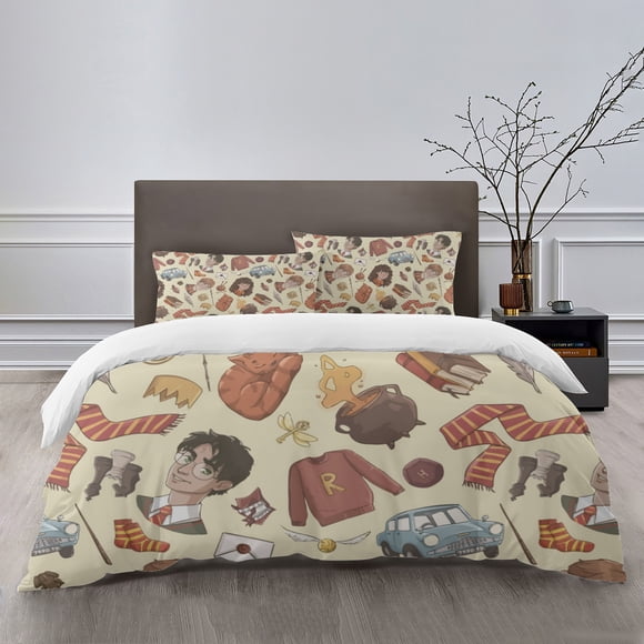 Harry Potter Bedding Sets Bed Cartoon Duvet Cover Lightweight 3 Piece Bet Sets for Kids Boys Girls