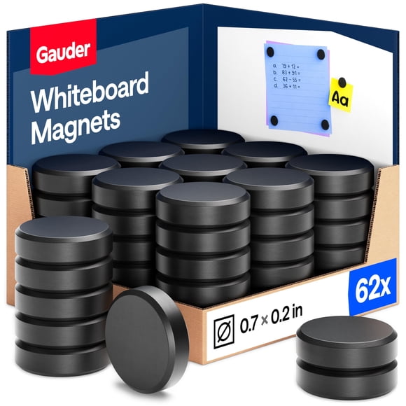 Magnets GAUDER para pizarra blanca, tablón de anuncios y nevera (62 unidades)