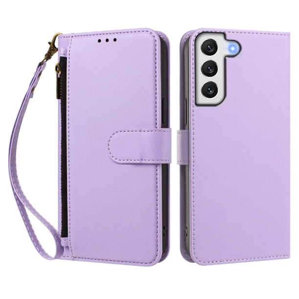Funda Tipo Billetera para samsung galaxy S21 FE con Soporte y Bolsillo con Cierre Morado