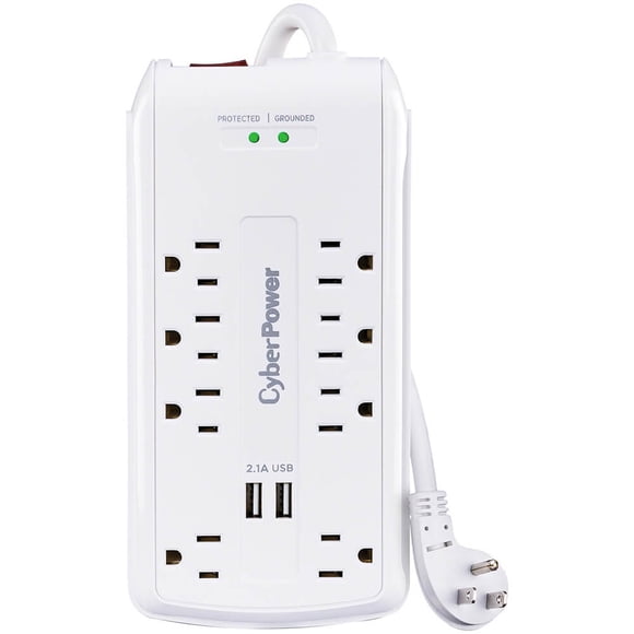 Supresor de picos CyberPower P806U para oficina en casa - 8 contactos