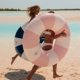 thumbnail image 5 of Flotador inflable para piscina FUNBOY, gigante, vintage, con rayas rosas, 48 pulgadas, 5 of 5