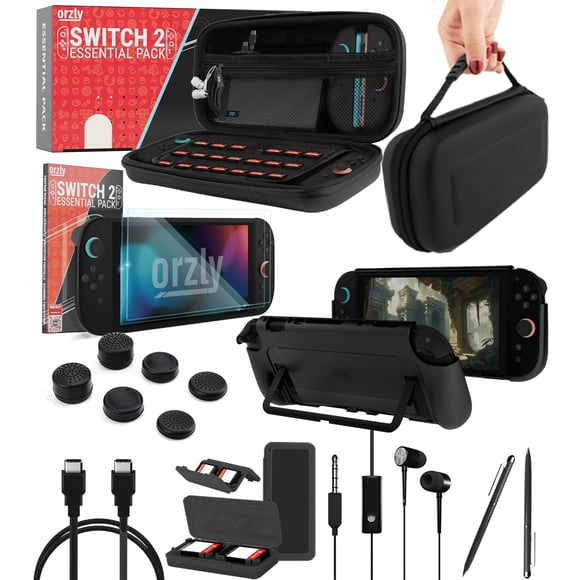 Kit de accesorios Orzly para Switch 2: funda de transporte y protectores de pantalla