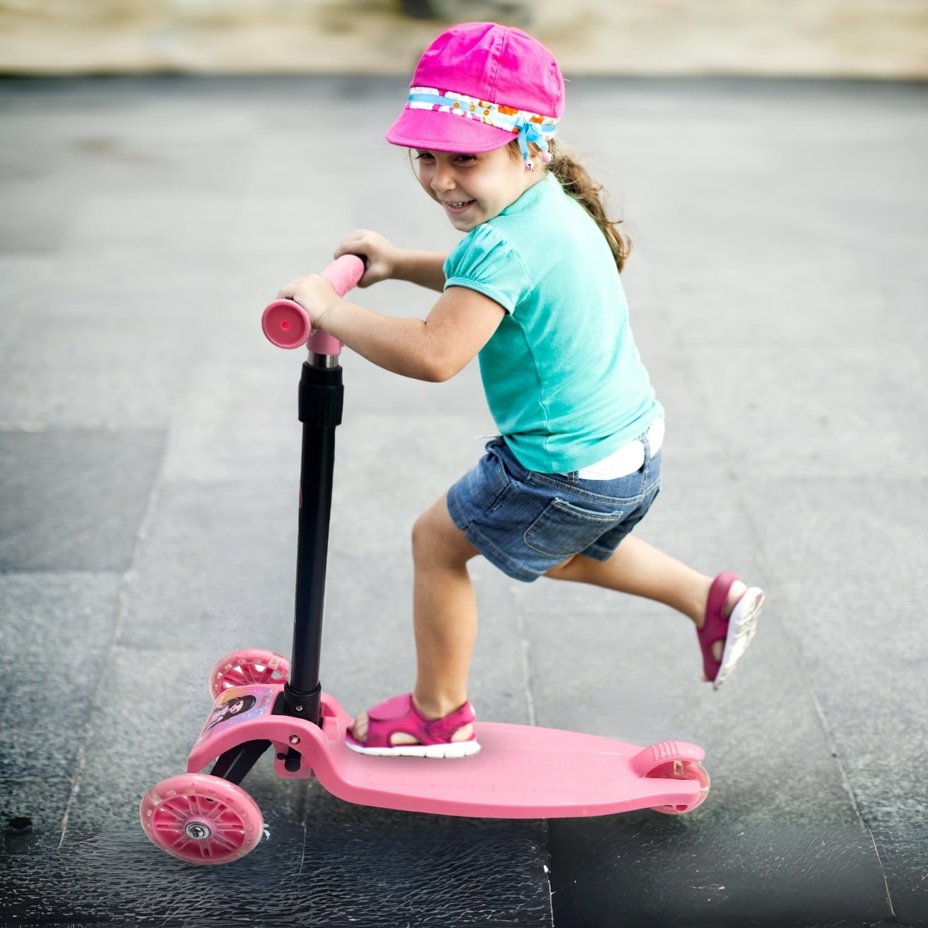 Scooter Monopatín Infantil Luces Rosado