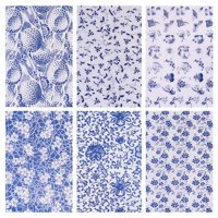 Magideal - Calcomanías De Arte De Cerámica, Papel De Flores, Papel De Transferencia De , Bricolaje, Pegatina Esmaltada De Alta Temperatura, Azul , 6 Piezas 47X35Cm