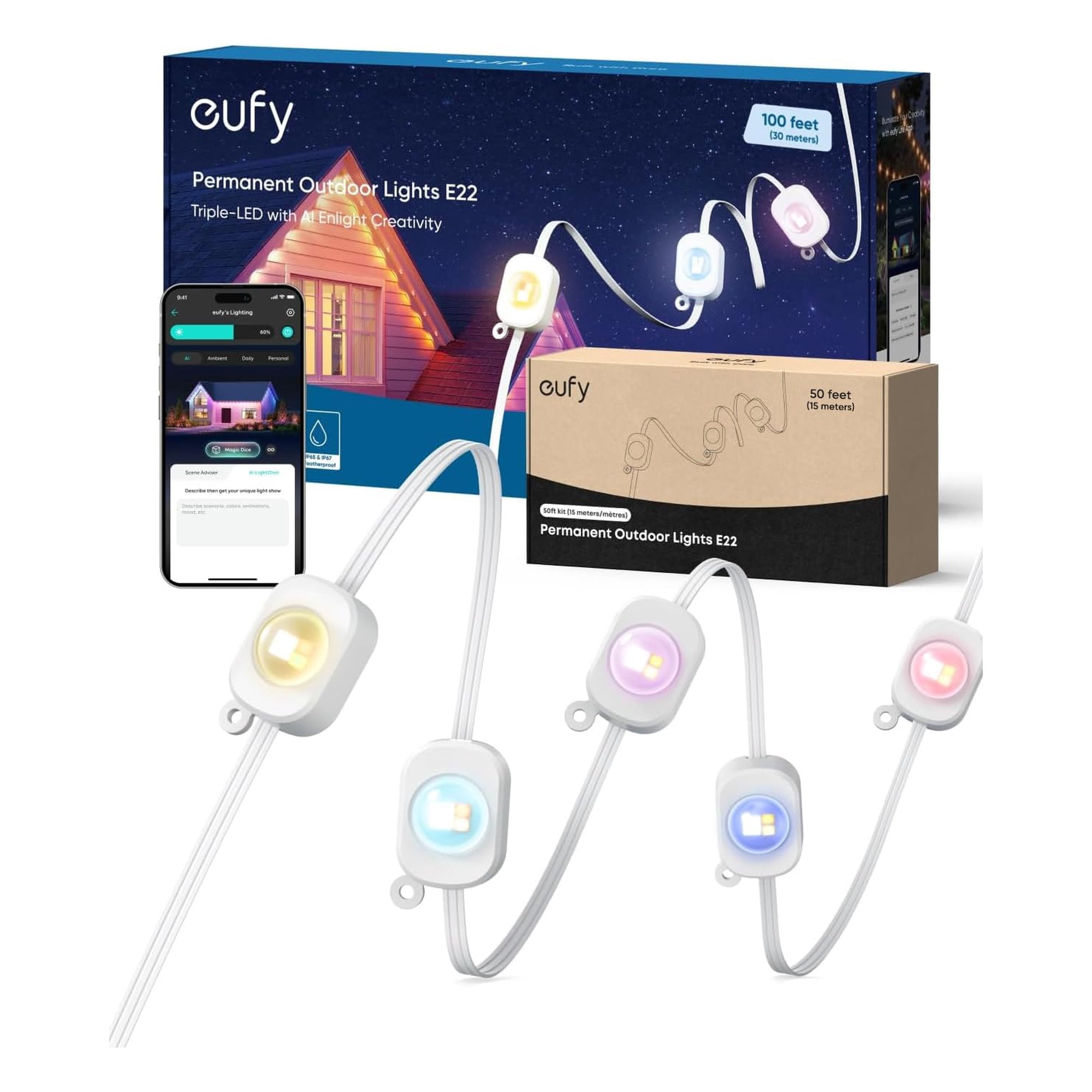 Luces Exteriores Eufy Permanent E22 De 150 Pies Con 90 Led Triples