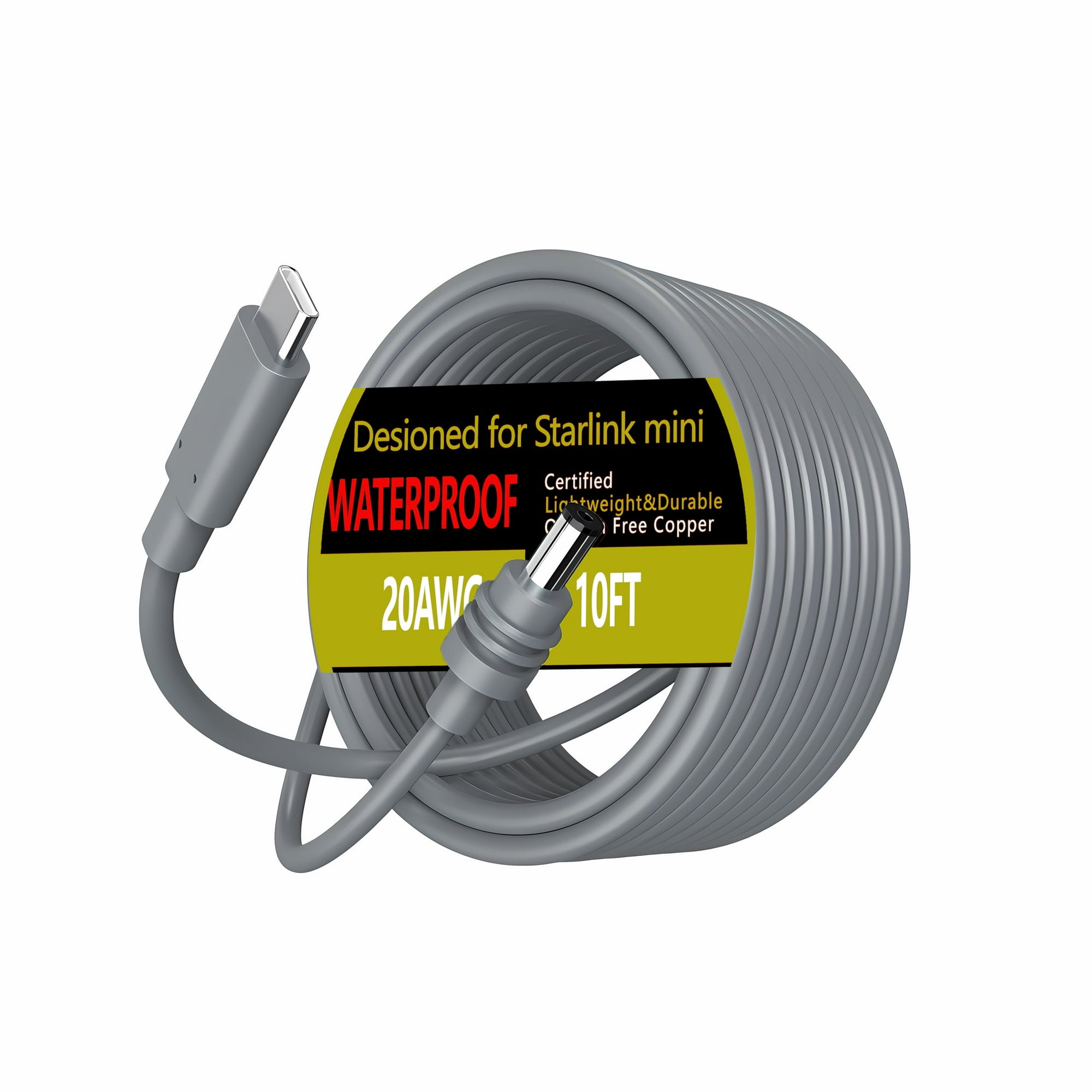 Cable De Alimentación Qrfaq Starlink Mini Usb-c A Dc De 100 W, 3 M, Resistente Al Agua