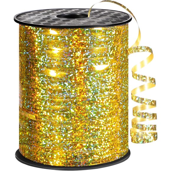Cinta Rizada Woric 600 yd, 15 in, Oro Holográfica