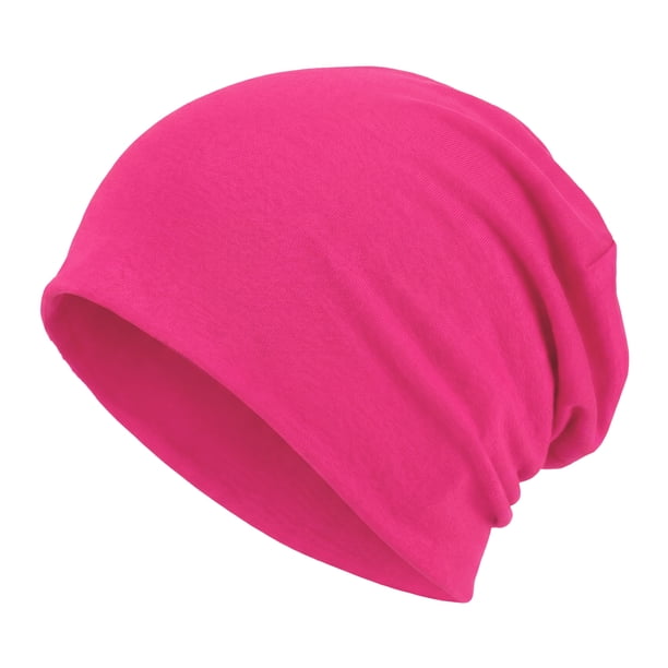 INSPIRE CHIC Gorro de Invierno a Prueba de Viento para Mujeres, Gorro de Dormir Sólido para Quimioterapia Postparto Talla Única Rojo Rosado