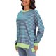 thumbnail image 4 of ATHLECHIC Sudadera de Mujer a Rayas Ajuste Suelto Manga Larga Cuello Redondo Pullover Talla S Verde Rosa, 4 of 4