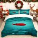 thumbnail image 1 of Set "Red Fish Out of School" Printed Duvet Cover Set Themed Printed Bedding 1 Duvet Cover + 2 Pillowcases 100% Polyester Wear-Resistant and Wrinkle-Resistant Sk, 1 of 1