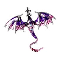 Magideal - Broche Para Hombre, Colgante, Dijes, Decoración Diaria, Regalo De Cumpleaños, Broche De Dragón De Aleación Con Diamantes De Imitación Y Esmalte, Joyer Púrpura