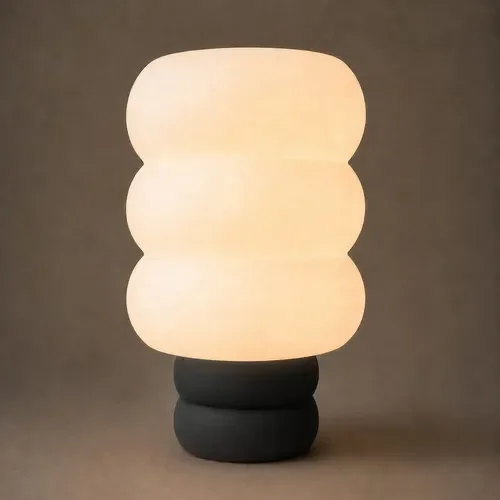 Lámpara de Mesa Velador SLVJE Cloud E27 Impresa en 3D 25 cm Negro + Ampolleta