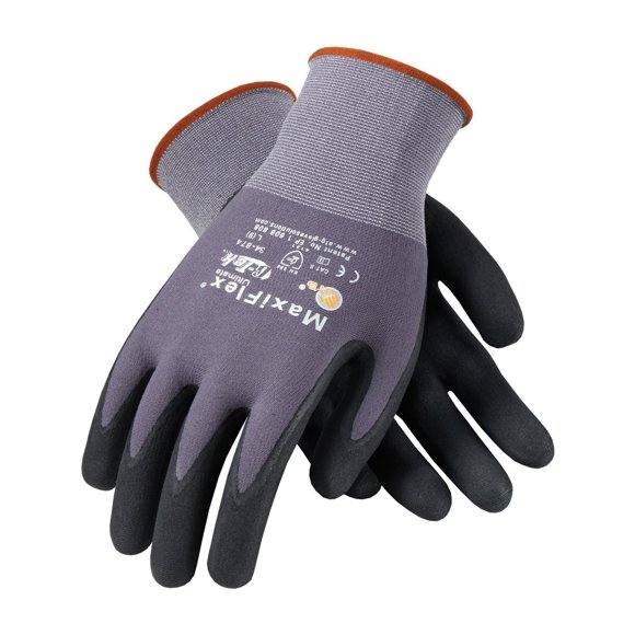 Guantes MaxiFlex 34-874 de Nitrilo con Palma Gris L (Paquete de 24)