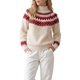thumbnail image 1 of INSPIRE CHIC Suéter Fair Isle de Mujer Casual Vintage Cuello Simulado Manga Larga Pequeño Rojo, 1 of 6