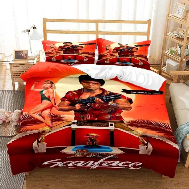Tony Montana Scarfaces Bedding Set Boys Girls Twin Queen King Size Duvet Cover Pillowcase Bed boys Adult Bed Linen SetBed Sheets