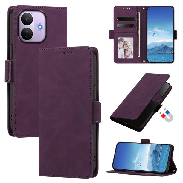 Funda Billetera Delgada para Xiaomi Redmi Note 17 Pro 5G con Ranuras y Soporte Morado oscuro
