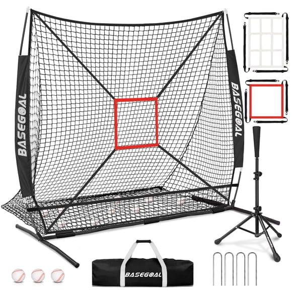 Red de béisbol, portería base de 6 x 6 pies con zona de ataque y bolsa