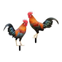 Magideal - Adorno De Estatua De Animal De Gallo Acrílico, Estacas De Jardín, Estatuas De Pie, Artesanías Pastorales, Decoración Para Patio, Patio Trasero, Césped Color A Y B