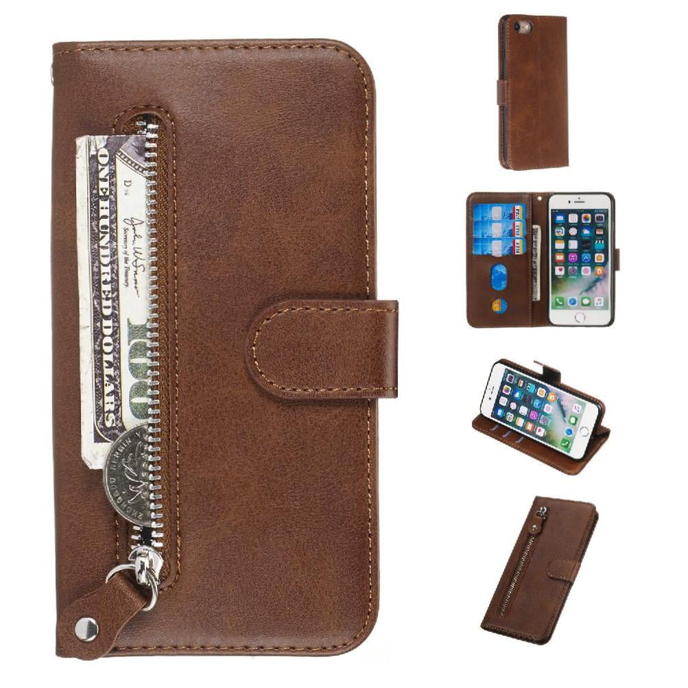 Gangxun - Funda Con Cremallera Para Iphone Se 2020/8/7, Carcasa Cartera De Cuero Pu Con Soporte Y Tarjetero