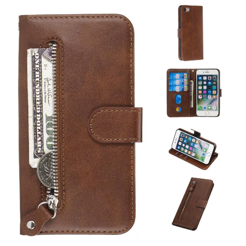 Gangxun - Funda Con Cremallera Para Iphone Se 2020/8/7, Carcasa Cartera De Cuero Pu Con Soporte Y Tarjetero