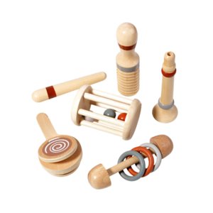 Magideal - 5X Juguetes De Madera Para Bebés, Tubo De Sonido De Castañuela, Sonajeros De Madera Educativos De Mano, Trompeta De Madera Para Niños Y Niñas, Niños Y