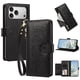thumbnail image 1 of Funda Billetera Floral en Relieve iphone17 pro con Tarjetero y Cremallera Negro, 1 of 6