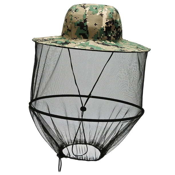 Hombres Mujeres Head Net Mesh Sombrero Anti Velo Midge Transpirable Bee Keeper Sombreros para jardinería , verde digital