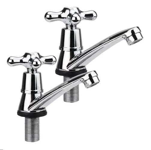 Genericio - Llave Lavamanos Lavatorio Set De 2 Con Accesorios Gris