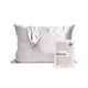 thumbnail image 1 of Funda de almohada kitsch satinada con cremallera para cabello y piel plateada, 1 of 9