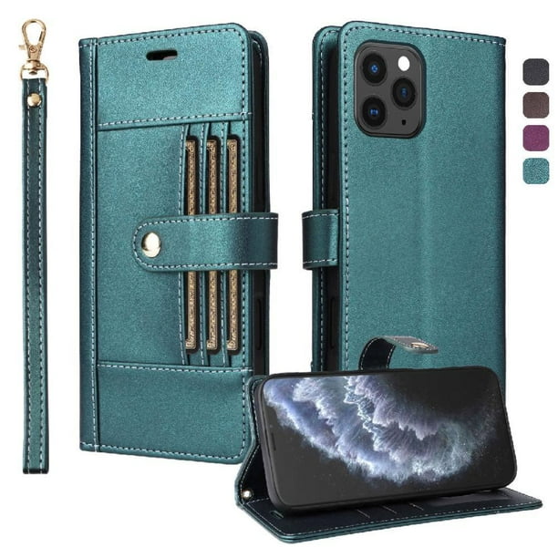 FOXDOCK Funda tipo Cartera para iPhone 14 Pro Max – Cubierta de Cuero PU con Múltiples Ranuras, Bolsillo para Efectivo y Correa de Muñeca
