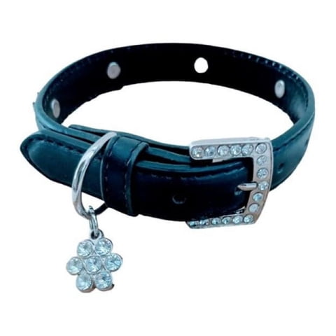 Genérico - Collar Para Perros O Gatos Flor Brillante Negro Xs