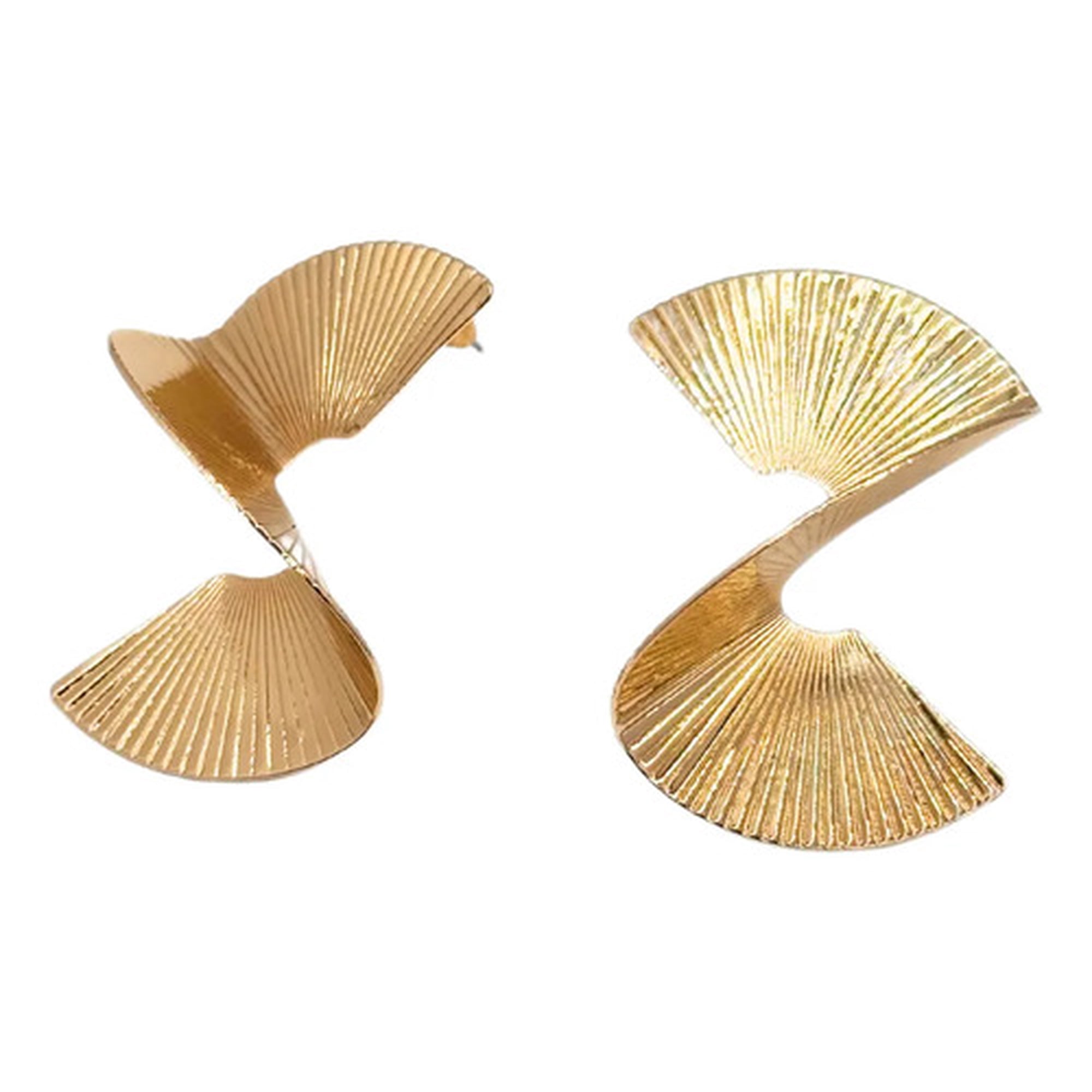 Marca - Aros De Fiesta Forma Espiral Dorados, Aleación De Zinc Dorado