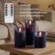 thumbnail image 2 of Velas sin llama Elyrae azul marino de cera real con LED y control remoto, 3 piezas, 2 of 9