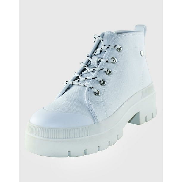 Zapatilla caña alta lona Blanco Danicolle