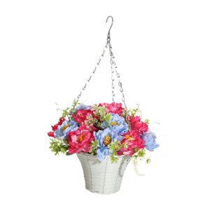 Magideal - Flores Artificiales Colgantes Con Cadena De Cesta, Decoración De Maceta, Arreglo De Flores De Plantas De Imitación Para Porche De Verano, Hogar, Patio Estilo D
