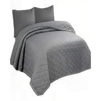 Genérico - Cubrecama Con Detalles De Pompones 2 Plazas Color Gris