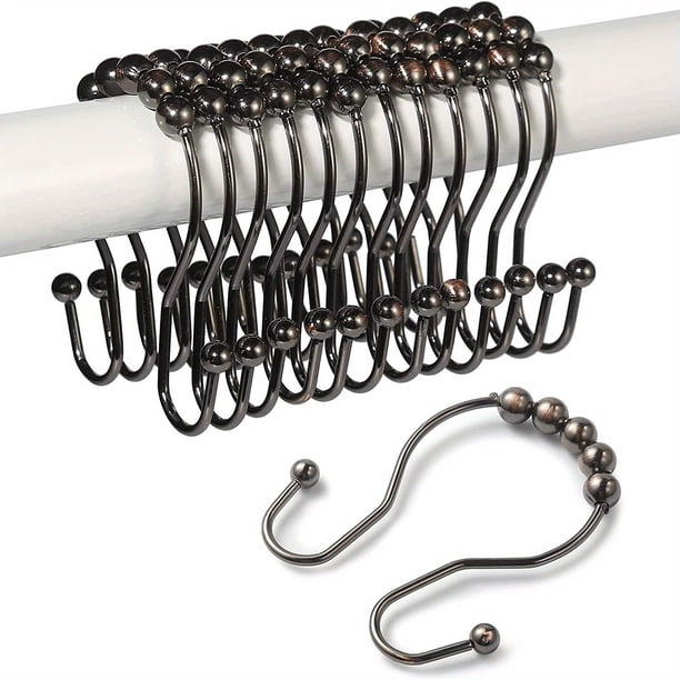 12pcs, Rustproof Stainless Steel S Shape Shower Curtain Hooks Rings, Shower Curtain Rings Hooks For Bathroom Shower Rod Curtains, Bathroom Accessories