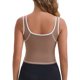 thumbnail image 3 of INSPIRE CHIC Camiseta de Tirantes Anchos para Mujer con Almohadillas Push Up, Cuello en U, Elástica, Ajustada, de Bloques de Color, Recortada para Entrenamiento, XL Marrón, 3 of 6