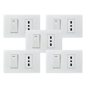 Want - Pack 5 Interruptor 1 912 16A Y Tomacorriente 1 16A - Blanco