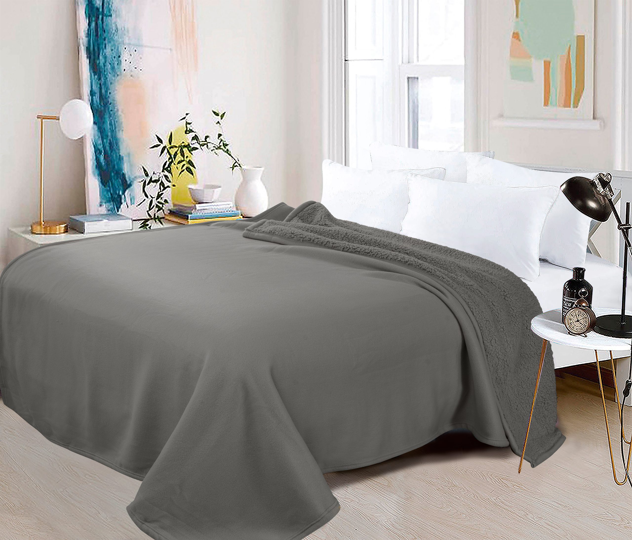 Zahr - Frazada Polar Sherpa King Gris