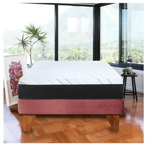 Latam Home - Cama Europea Zen Pro Colchon Resortes 1.5 Plaza Base Dividida Tela Palo Rosa