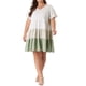 thumbnail image 1 of GRACIA Y GRANDEZA Vestido Midi de Chambray con Volantes de Manga Corta y Dobladillo en Capas para Mujer de Talla Grande 4X Verde, 1 of 8