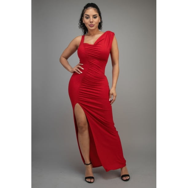 Vestido con Aberturas y Purpurina
