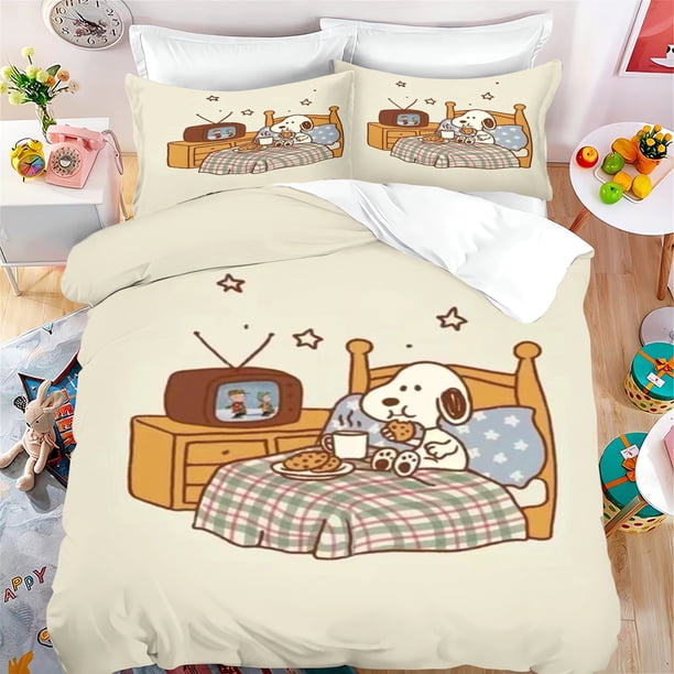 Snoopy Happy Puppy Quilt Cover 100% Polyester 3D Cute Print Comfortable Set Soft Bedding for Teenager Children New Design