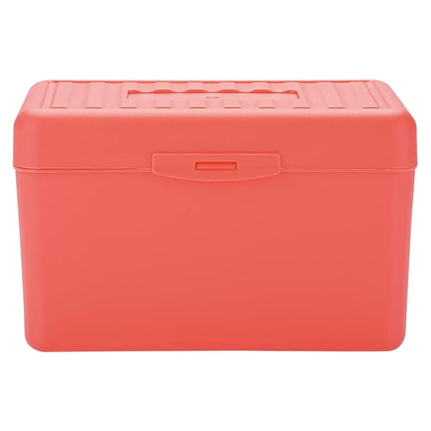 Caja apilable para tarjetas de índice con tapa abatible de 3 x 5 pulgadas, capacidad para tarjetas, caja de almacenamiento de escritorio de 14,5 x 8,5 x 9 cm