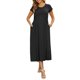 thumbnail image 2 of INSPIRE CHIC Vestido de Maternidad para Mujeres Maxi con Mangas Cortas, Pliegues con Volantes, Vestidos de Embarazo para Sesión de Fotos, Casual y Fluido, Verano 2026, 2XL Negro, 2 of 6
