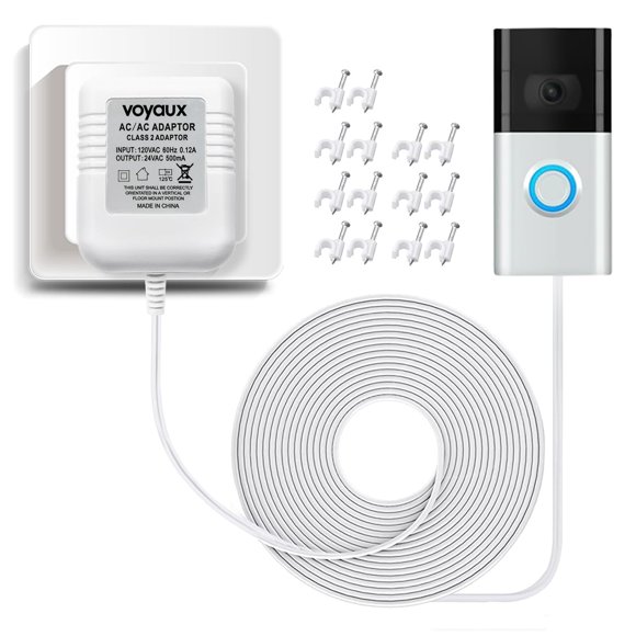 Adaptador Doorbell Transformer Voyaux de 24 V AC, 500 mA con cable de 5,5 m