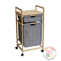 Estilodomus - Estante 2 Cajones Bambú/Tela, Almacenamiento De Ropa Y Otros