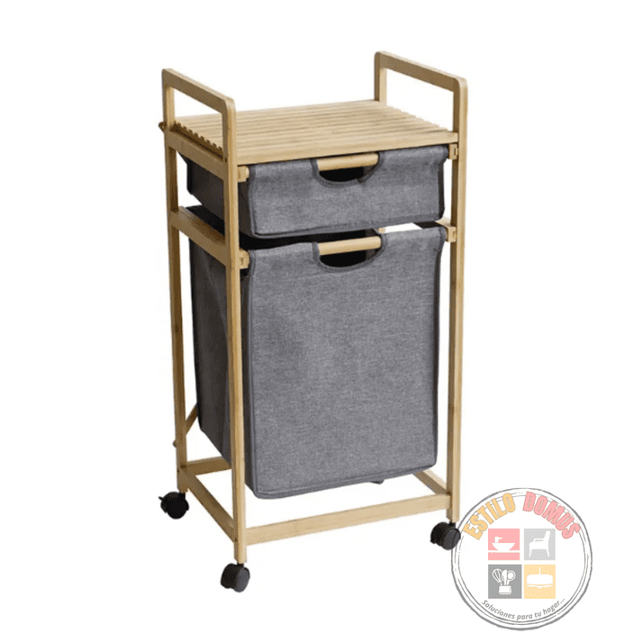 Estilodomus - Estante 2 Cajones Bambú/tela, Almacenamiento De Ropa Y Otros